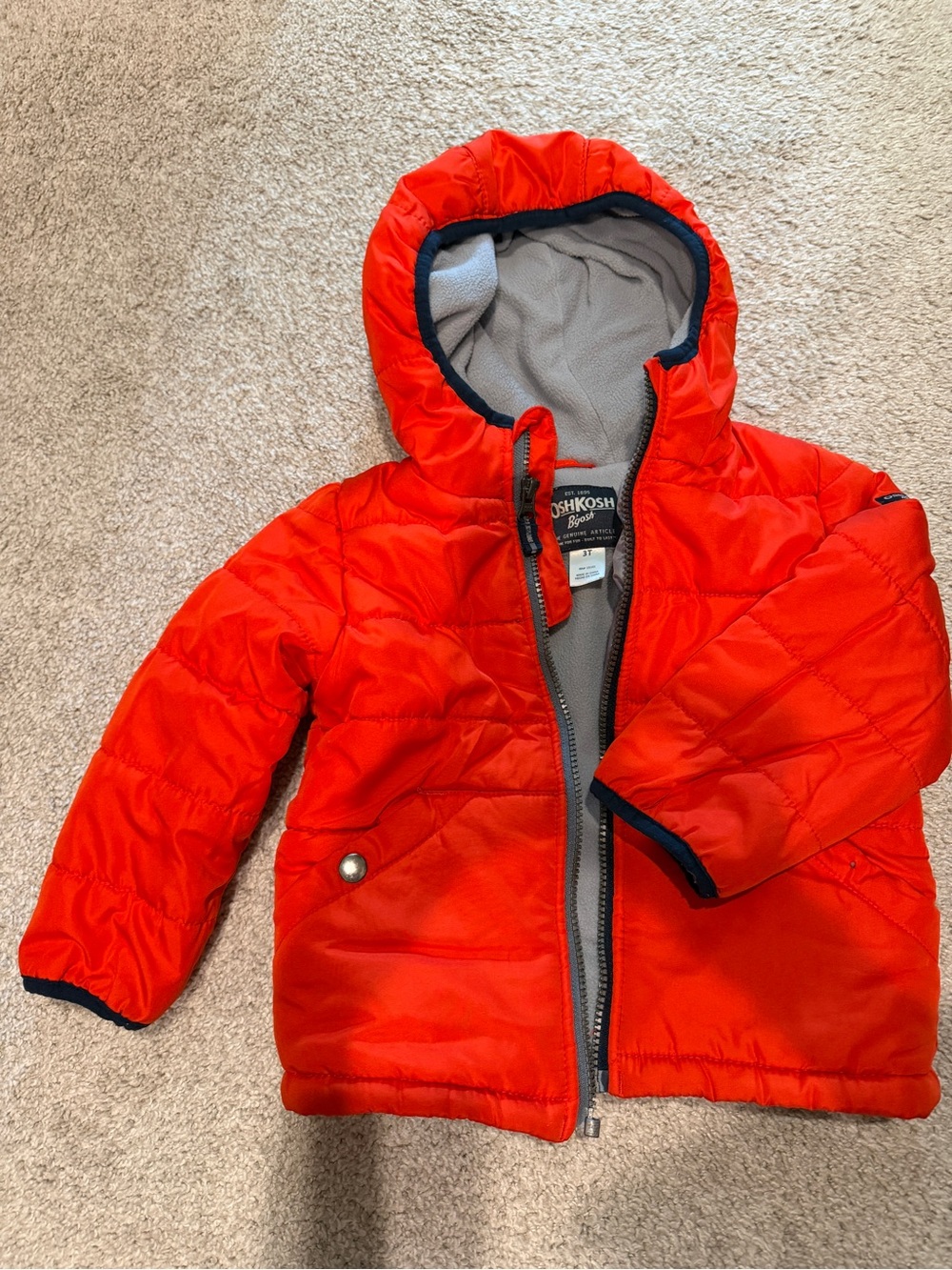 OshKosh Red Puffer Hooded Kids Jacket